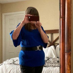 Knit ribbed hem 1/2 long sleeve raglan embellish ✨